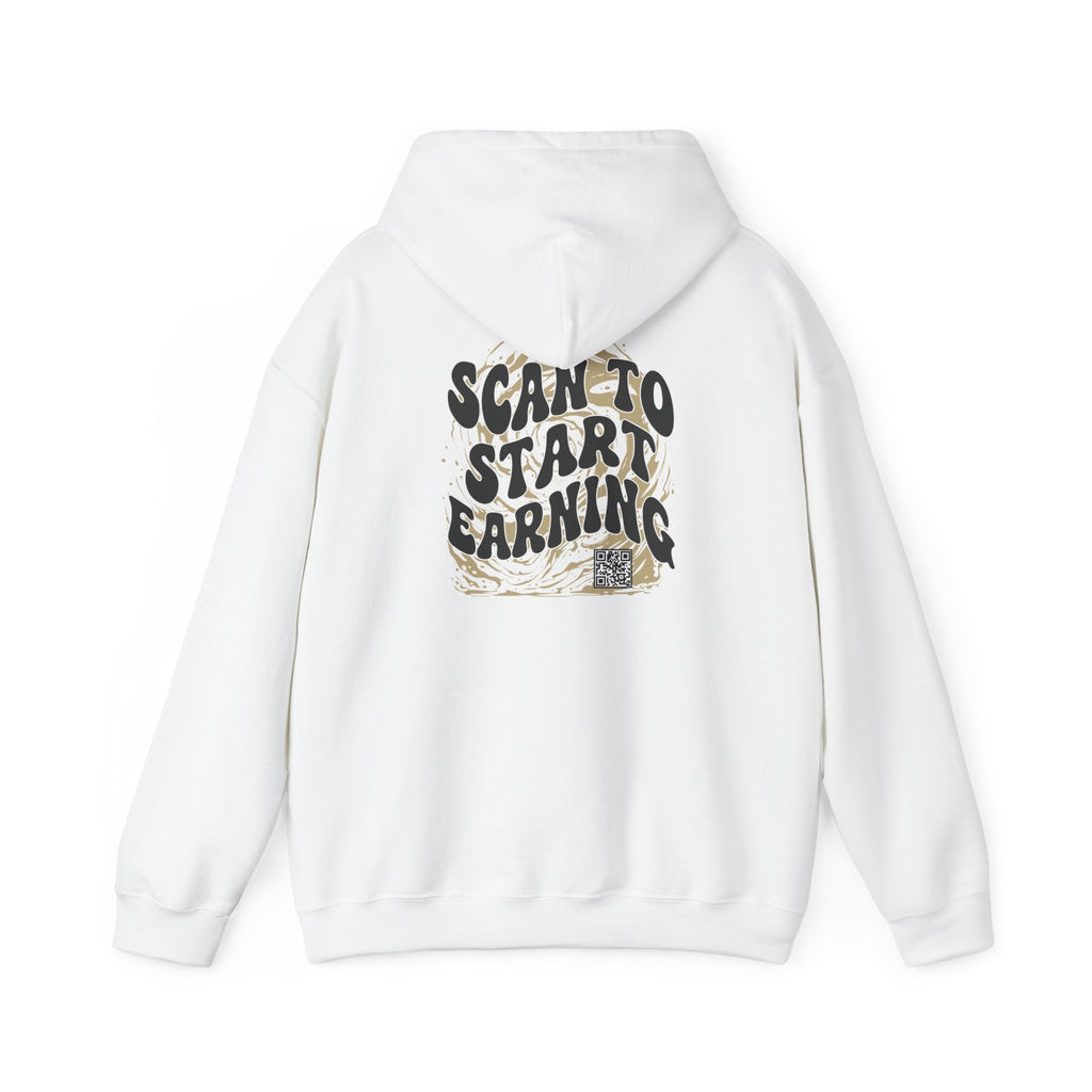 Scan to Start Earning Hoodie — Motivational Back-Print Streetwear