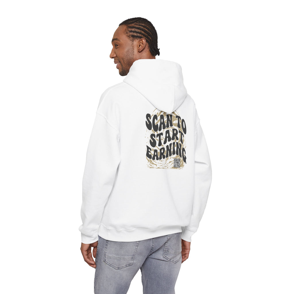 Scan to Start Earning Hoodie — Motivational Back-Print Streetwear