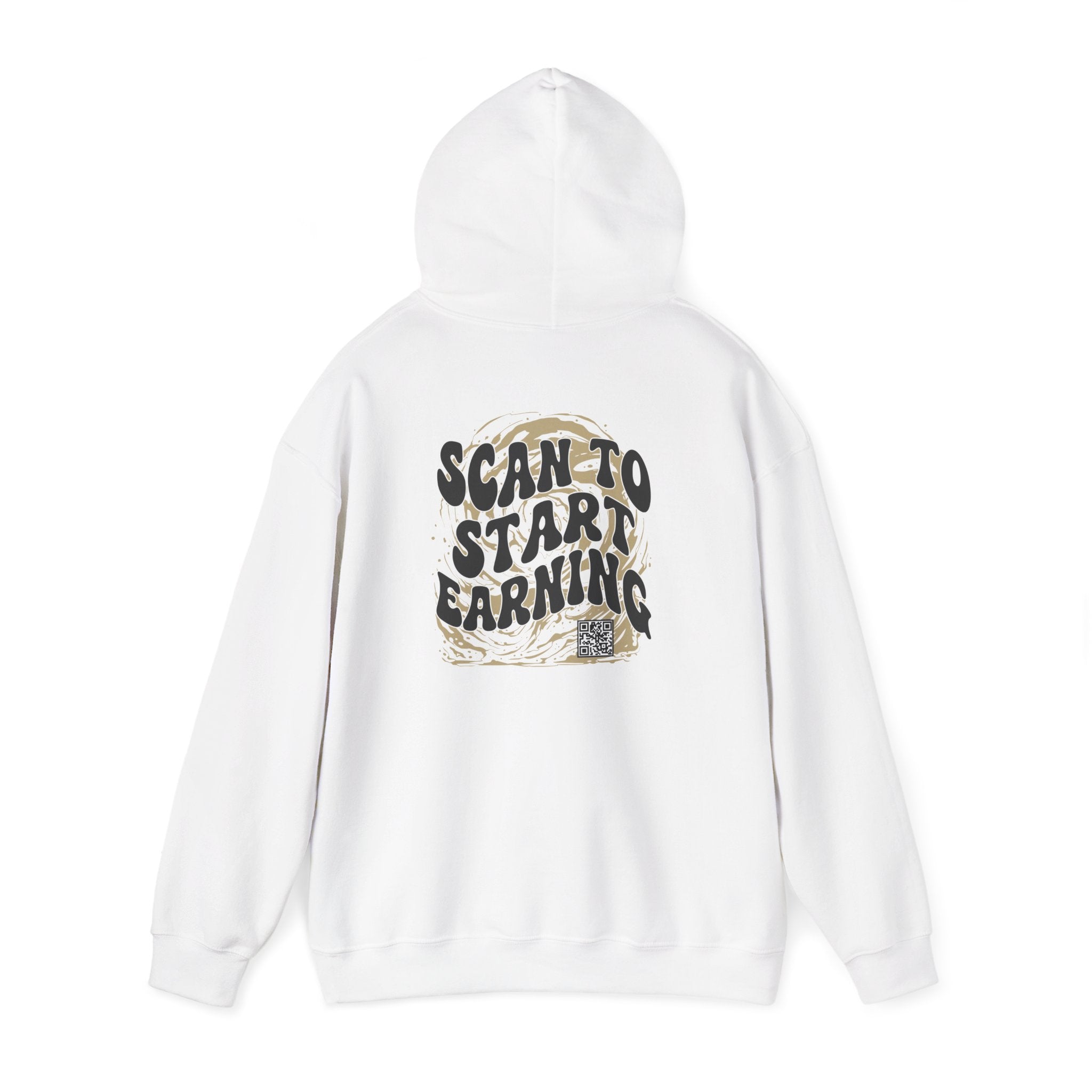 Scan to Start Earning Hoodie — Motivational Back-Print Streetwear